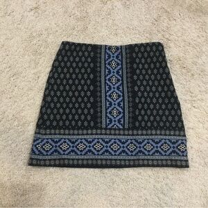 LOFT Black and Blue Patterned Skirt